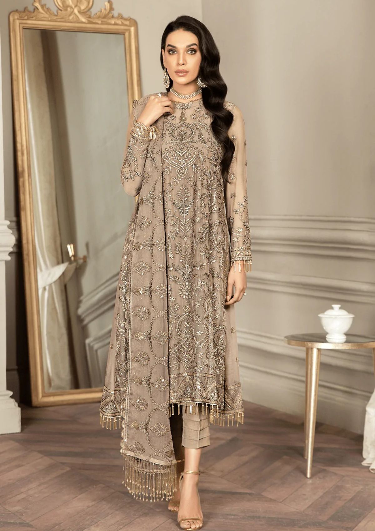 Formal Dress - Zarif - Mehroze - LIME STONE available at Saleem Fabrics Traditions