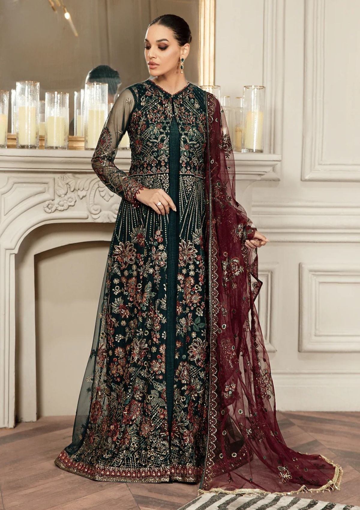 Formal Dress - Zarif - Mehroze - PINE GREEN available at Saleem Fabrics Traditions