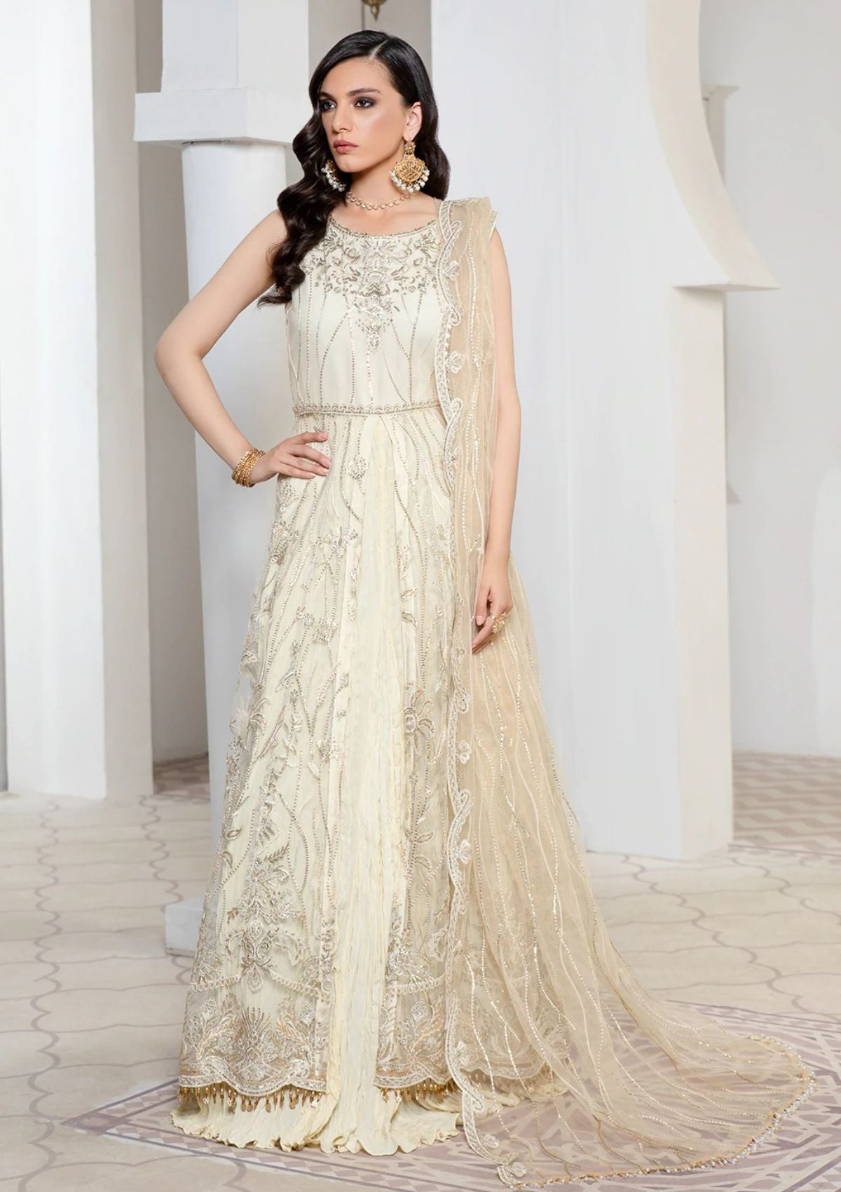 Formal Dress - Zarif - Pareesia - D#05 IVORY available at Saleem Fabrics Traditions