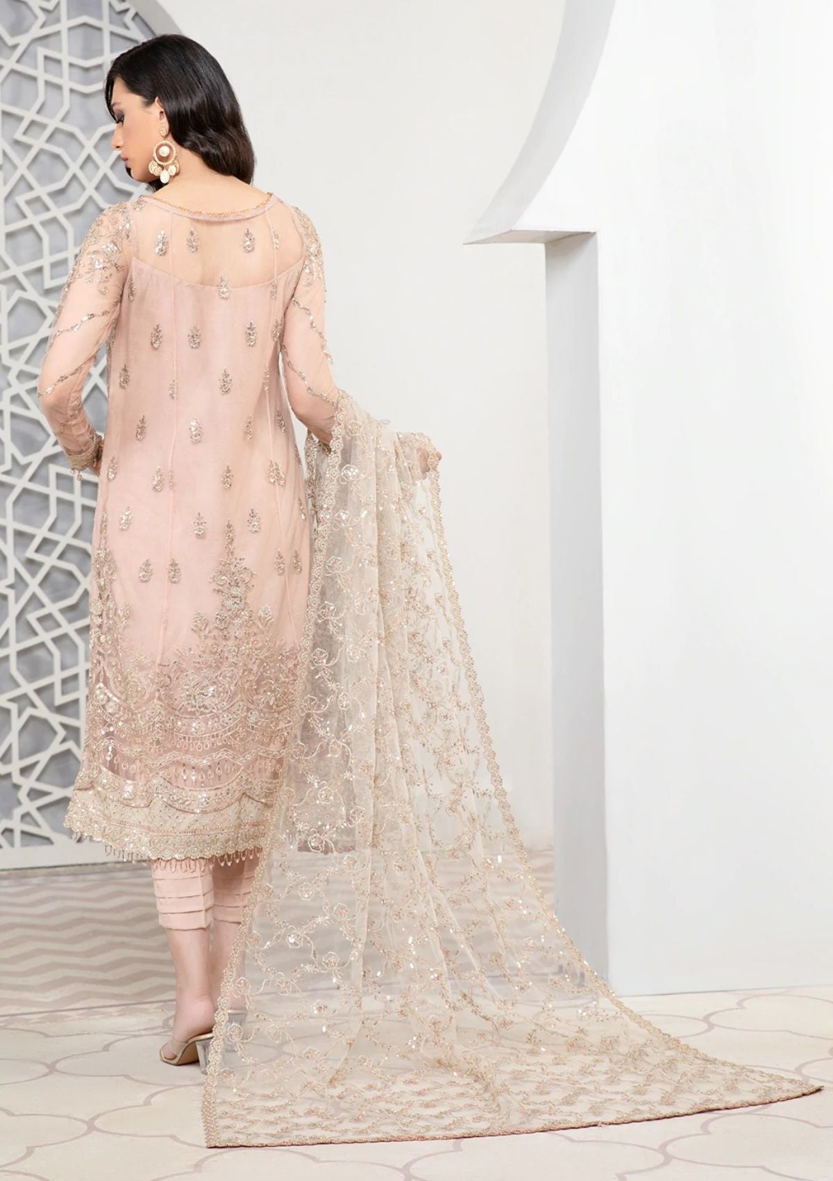 Formal Dress - Zarif - Pareesia - D#09 FLAMINGO available at Saleem Fabrics Traditions