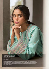 Lawn Collection - Afrozeh - Lamhay - AL#04 (Crystal Cyan) available at Saleem Fabrics Traditions