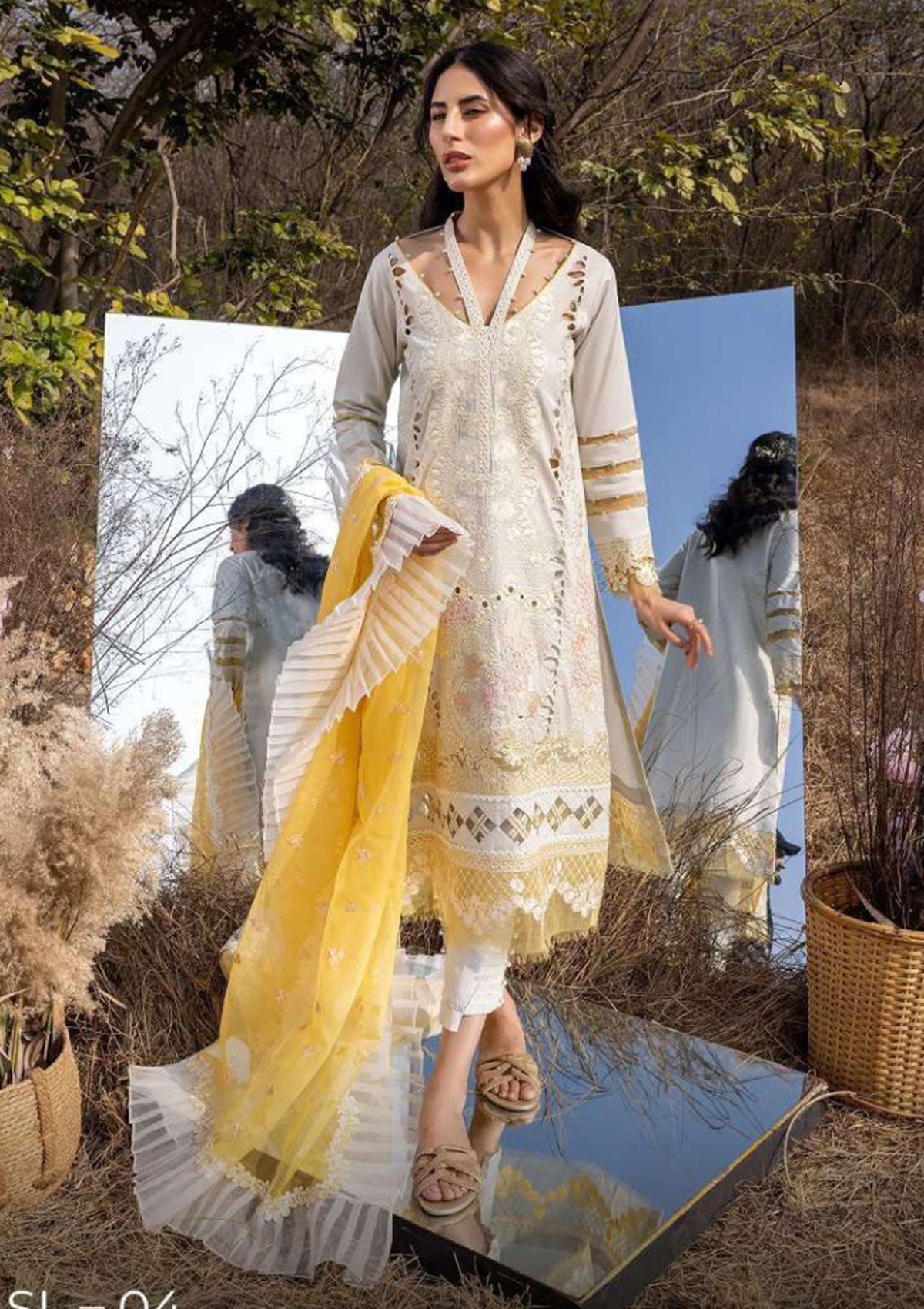 Lawn Collection - Asifa & Nabeel - Aleyna - ASL#04 (Gris) available at Saleem Fabrics Traditions