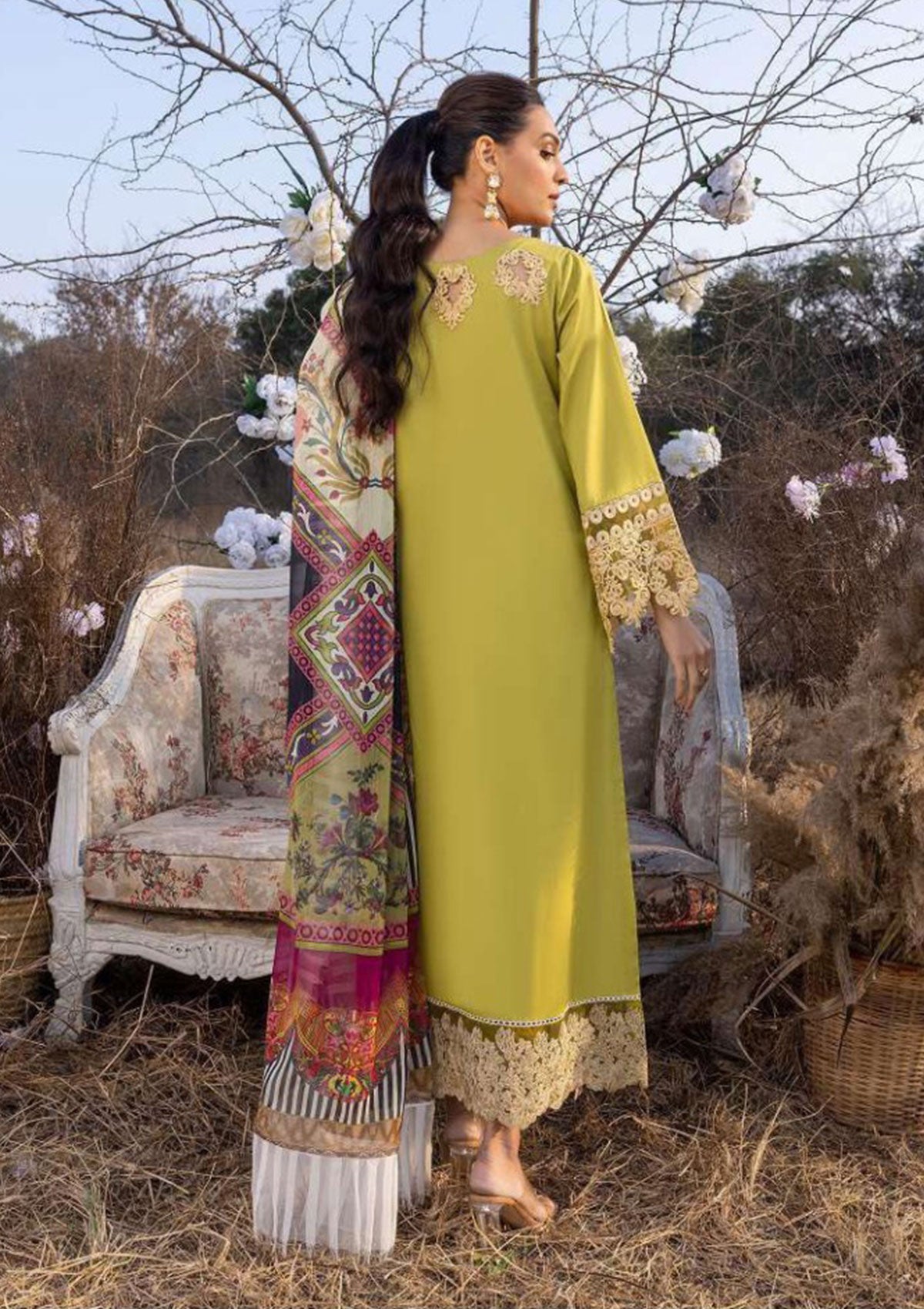Lawn Collection - Asifa & Nabeel - Aleyna - ASL#05 (Daylily) available at Saleem Fabrics Traditions