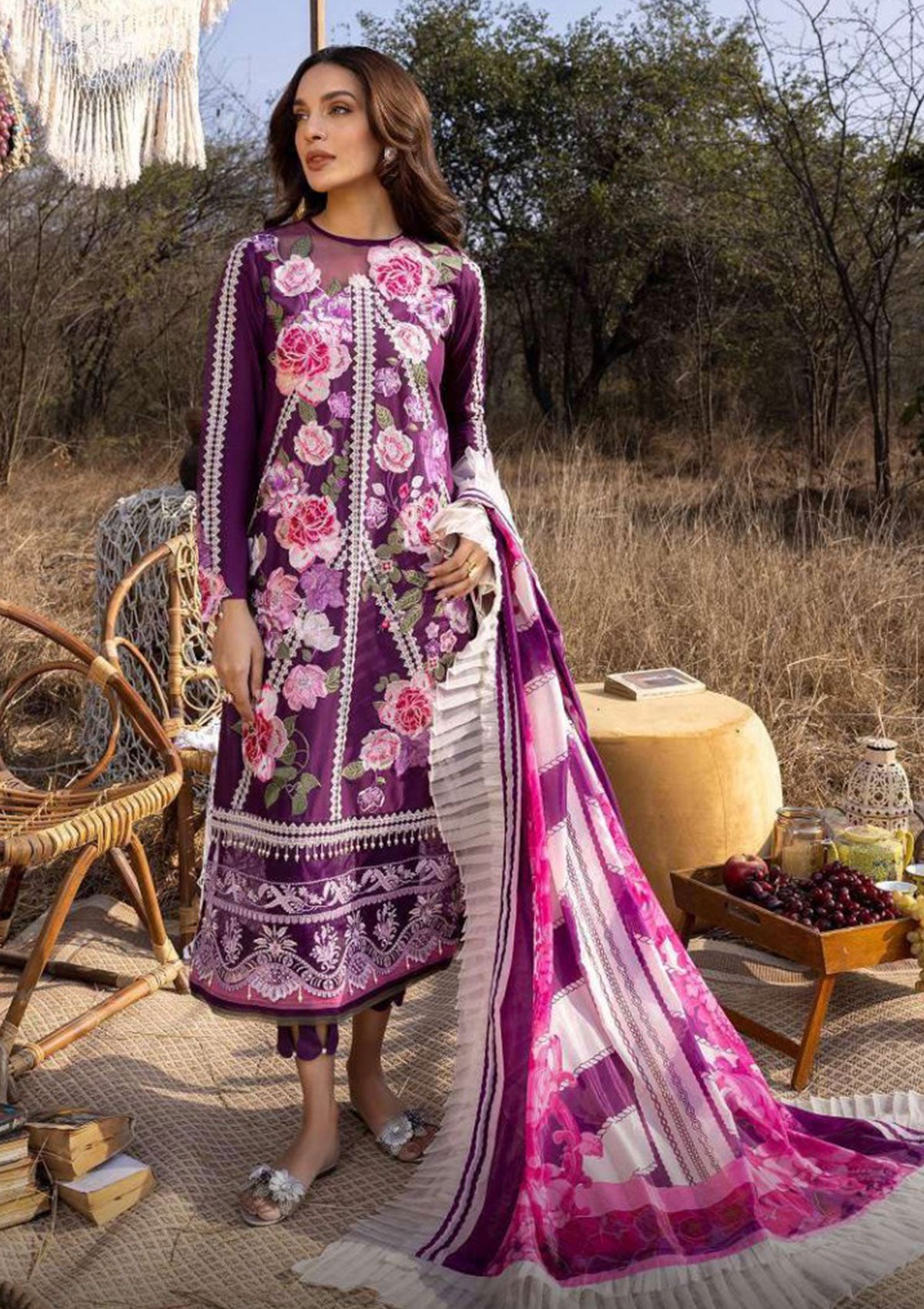 Lawn Collection - Asifa & Nabeel - Aleyna - ASL#09 (Violette) available at Saleem Fabrics Traditions
