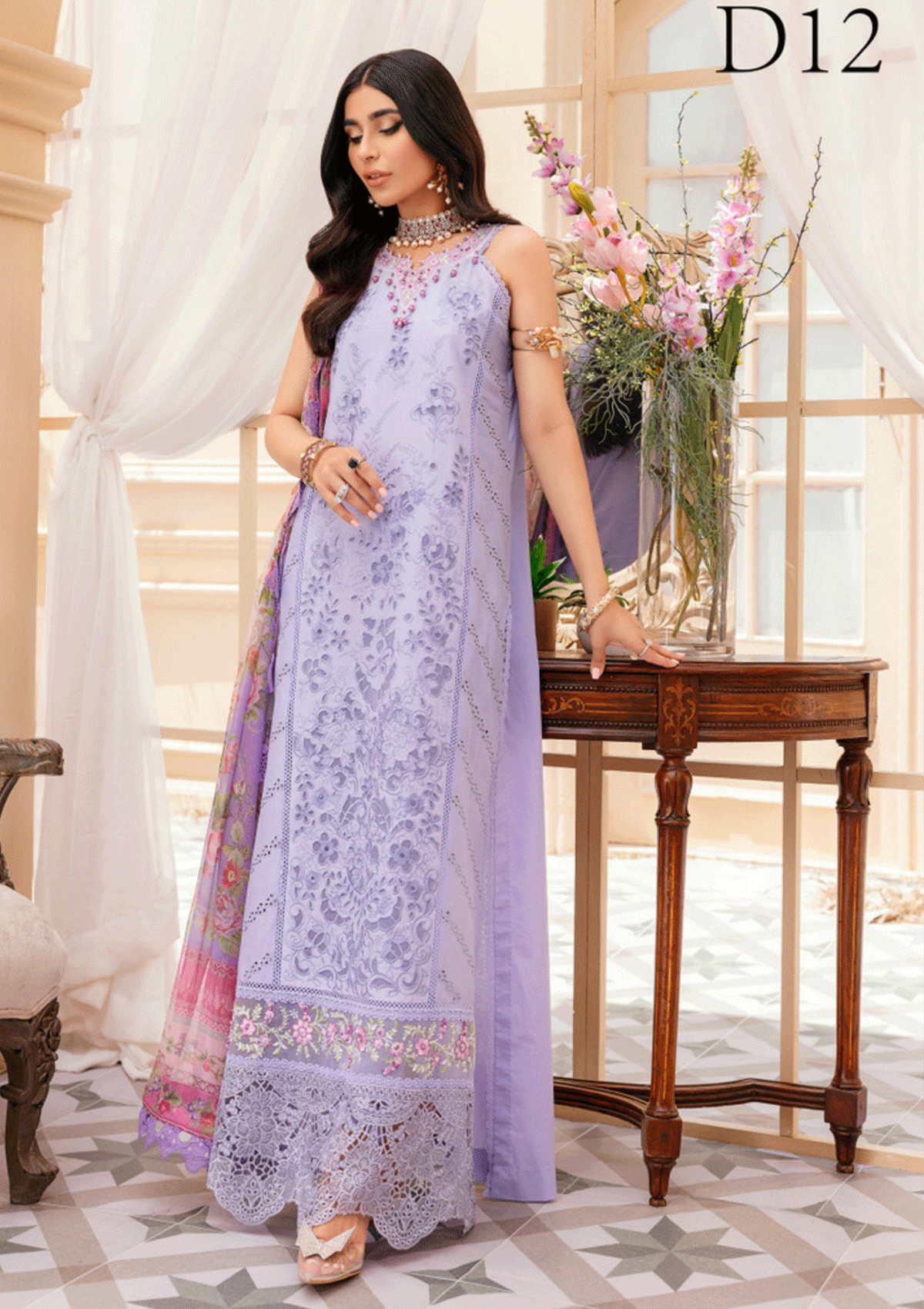 Lawn Collection - Noor - Saadia Asad - Eid - Laserkari - D#12 available at Saleem Fabrics Traditions