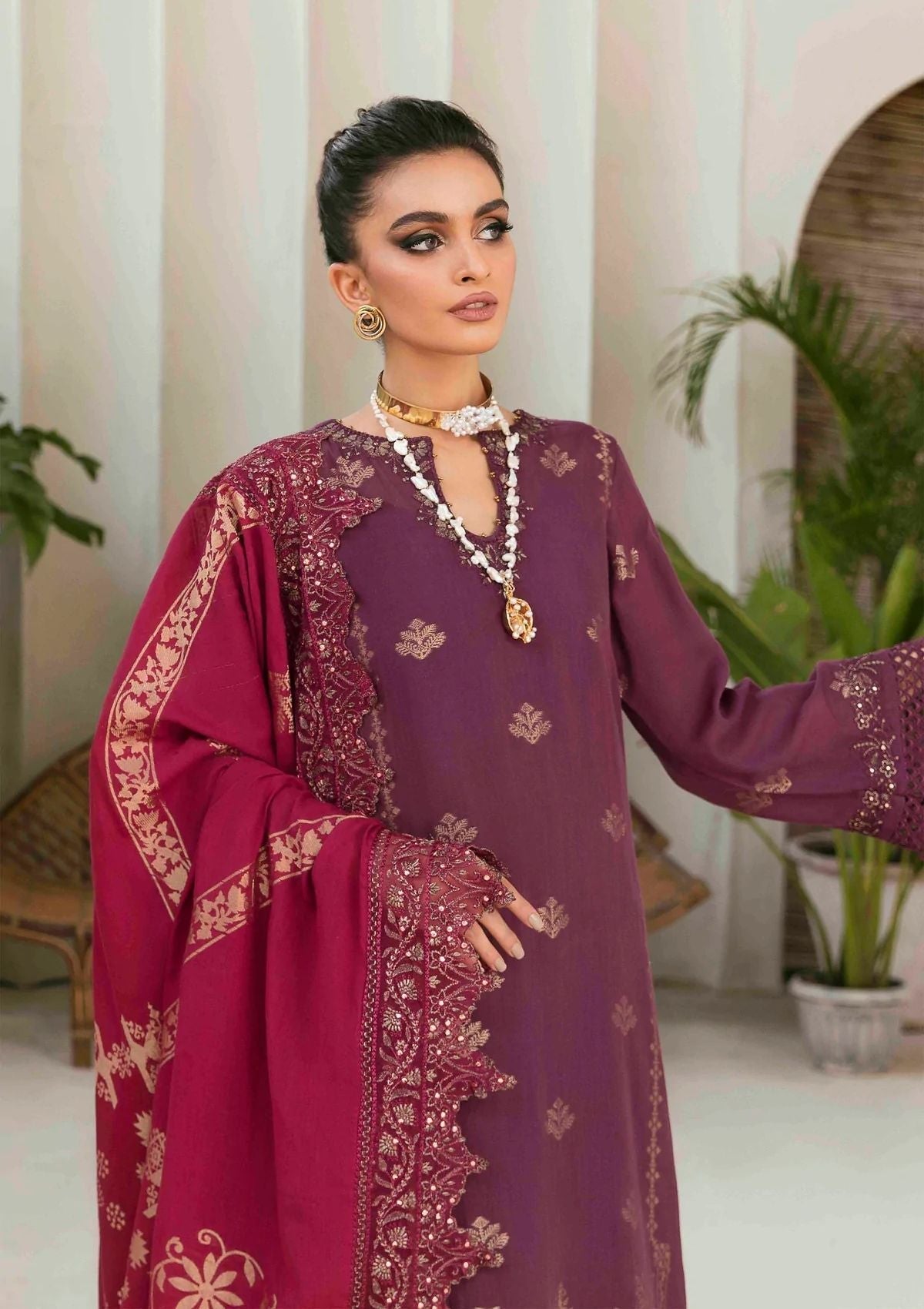 Lawn Collection - Nureh - Maya Jacquard - Cambric - NJ#45 available at Saleem Fabrics Traditions