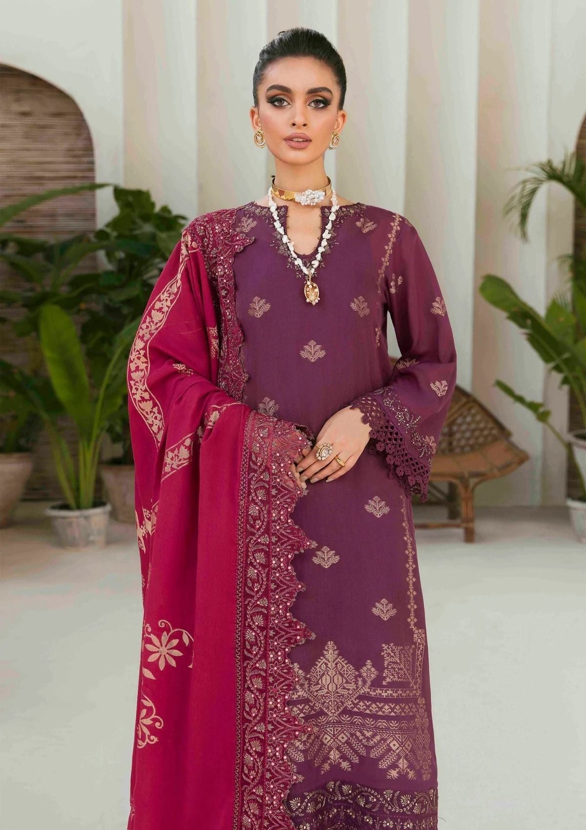 Lawn Collection - Nureh - Maya Jacquard - Cambric - NJ#45 available at Saleem Fabrics Traditions