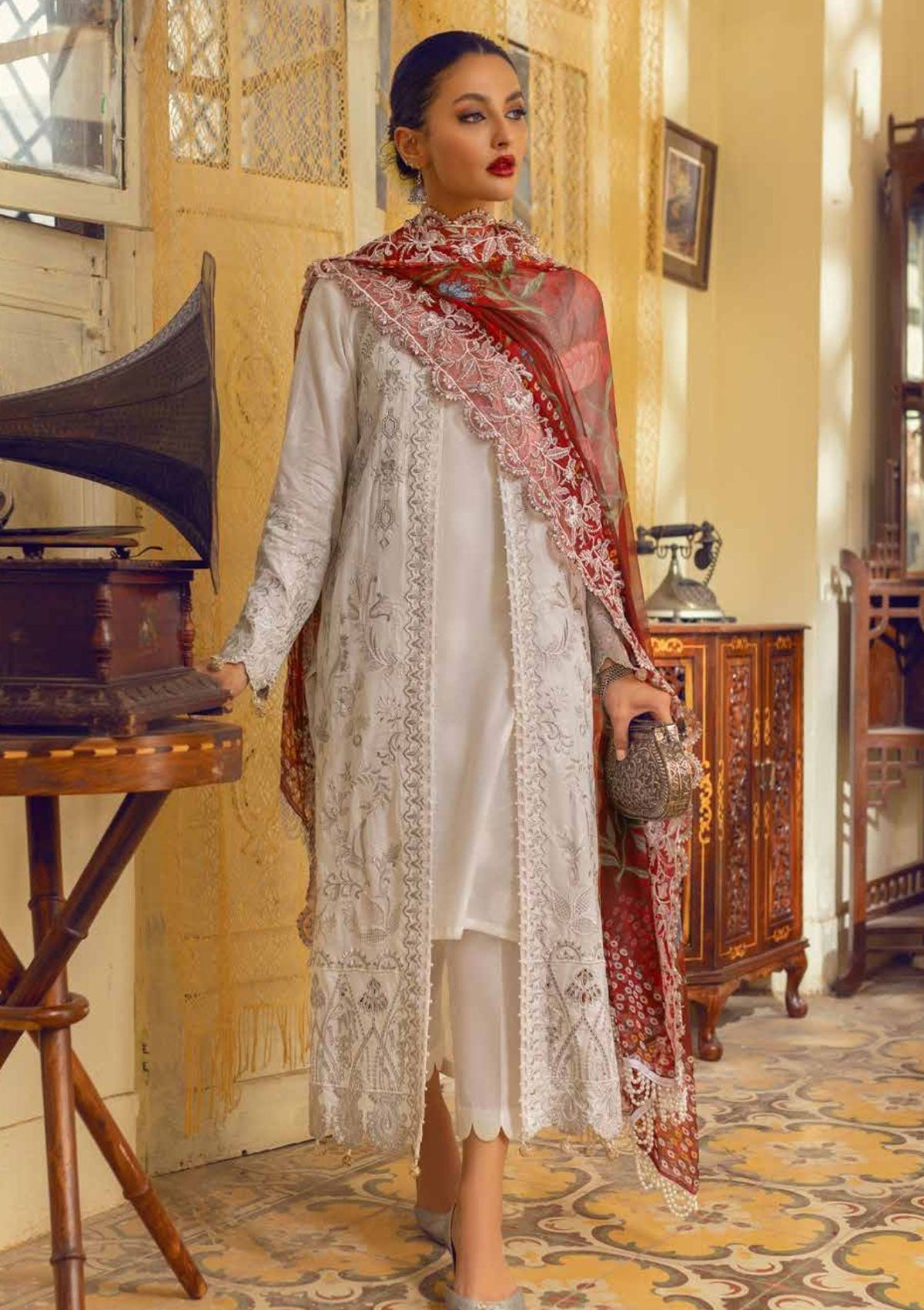 Lawn Collection - Nureh - Maya Jacquard - Festive - NJ#37 available at Saleem Fabrics Traditions