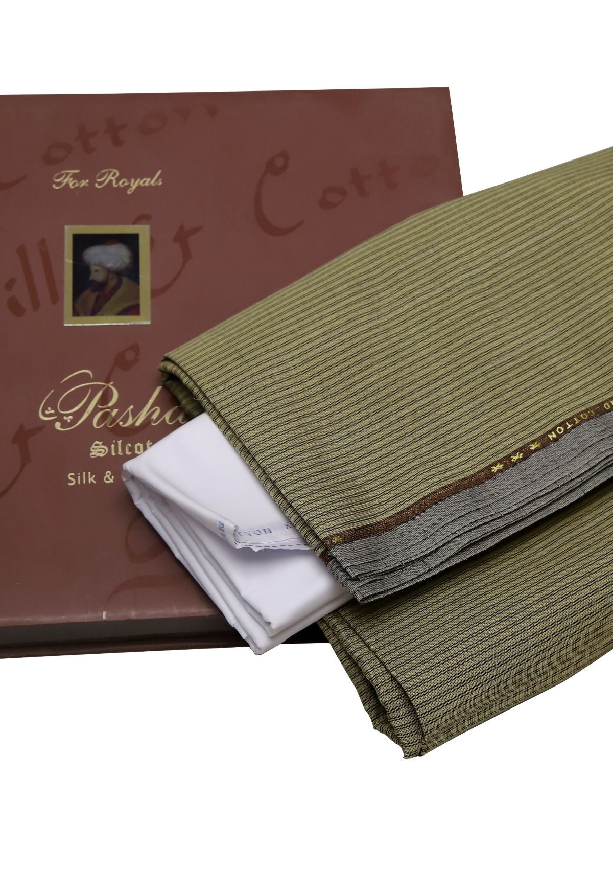 Pasha Fancy Silcot D#004 (Light Olive) available at Saleem Fabrics Traditions