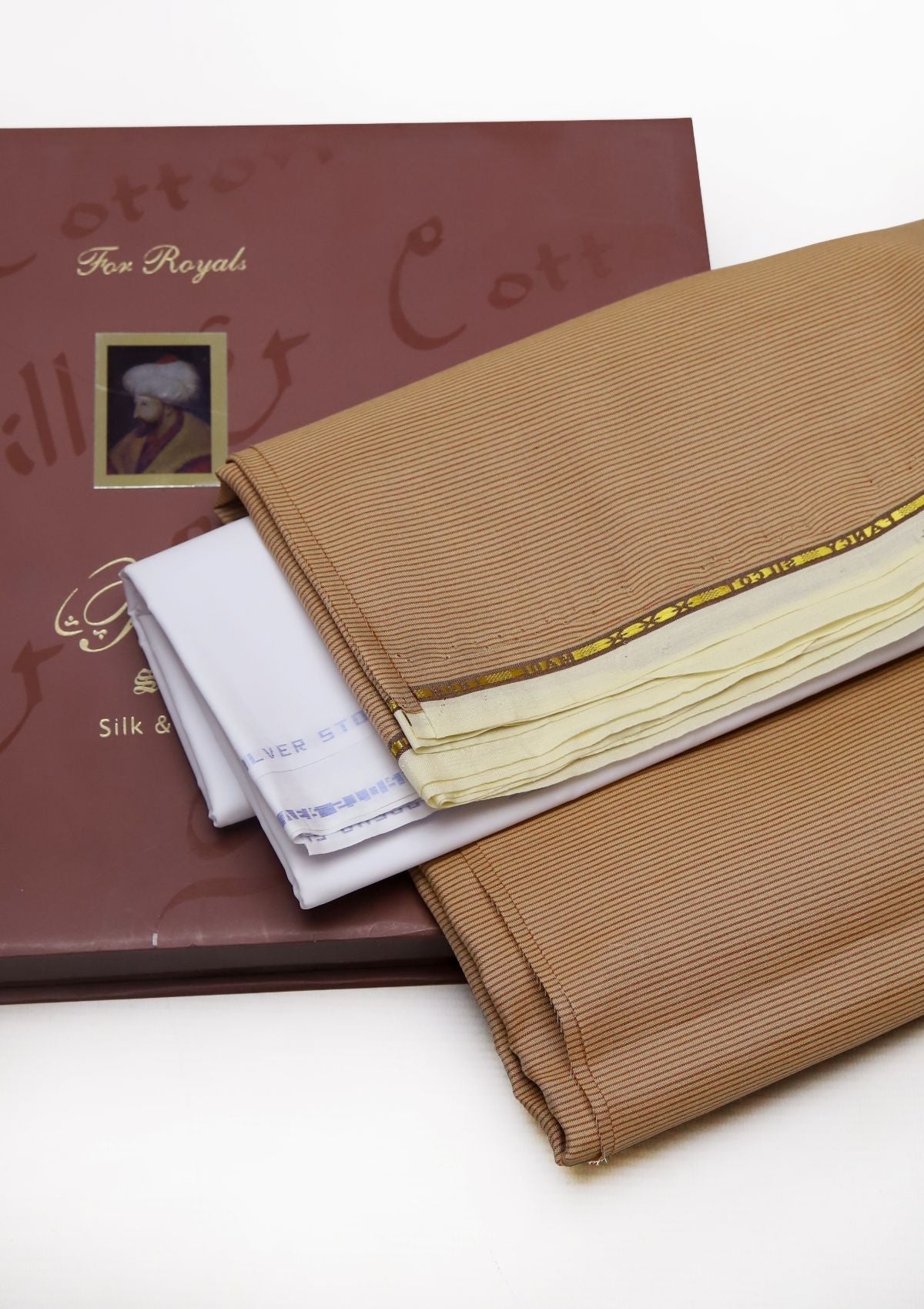 Pasha Fancy Silcot D#012 (Glamour Gold) available at Saleem Fabrics Traditions