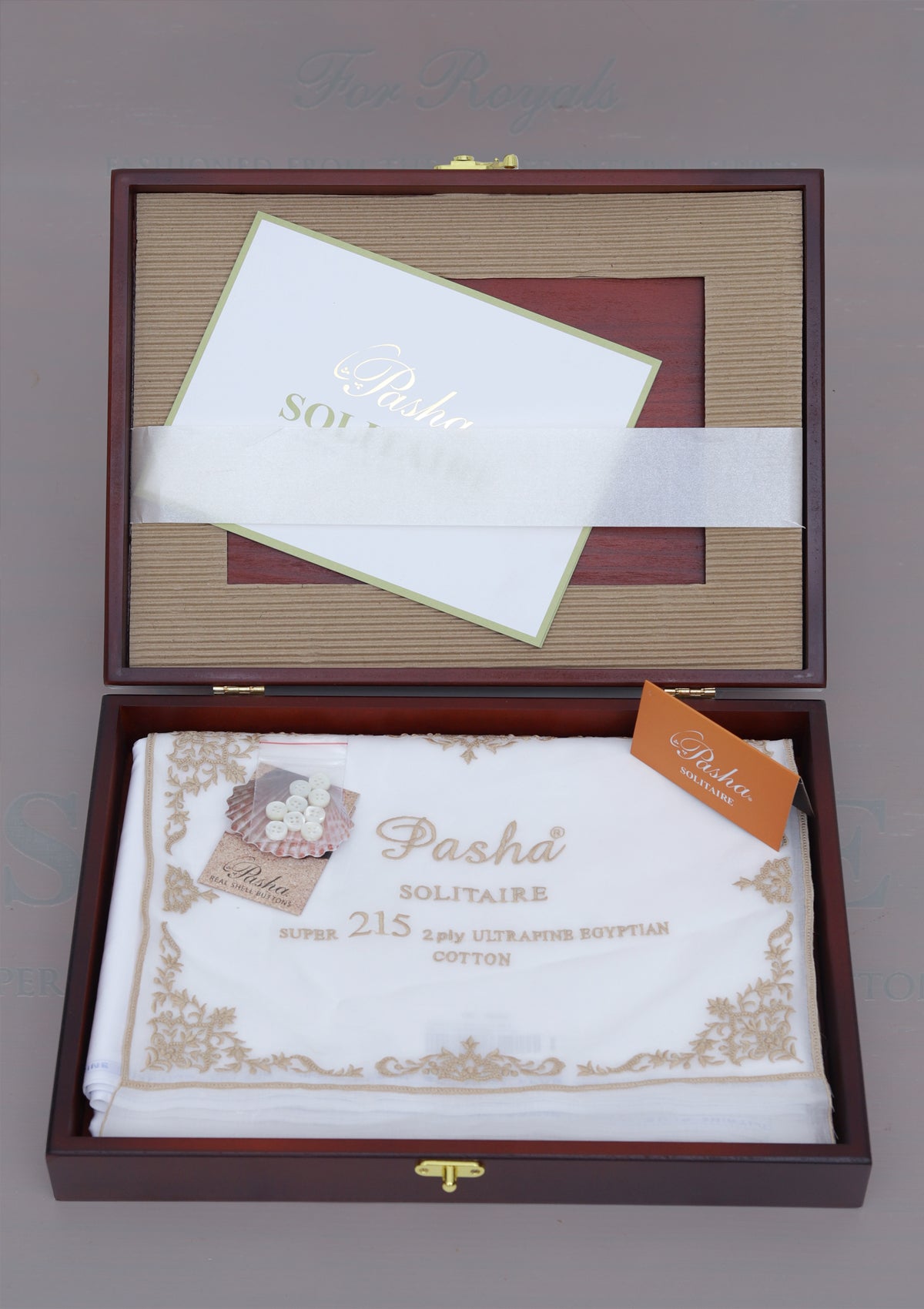 Pasha Solitire Plus Color# (White) available at Saleem Fabrics Traditions