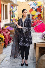 Lawn Collection - Cross Stitch - Uraan - Emborided - RAVEN COAL