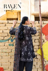 Lawn Collection - Cross Stitch - Uraan - Emborided - RAVEN COAL