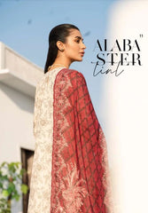 Lawn Collection - Cross Stitch - Uraan - Emborided - ALABASTER TINT