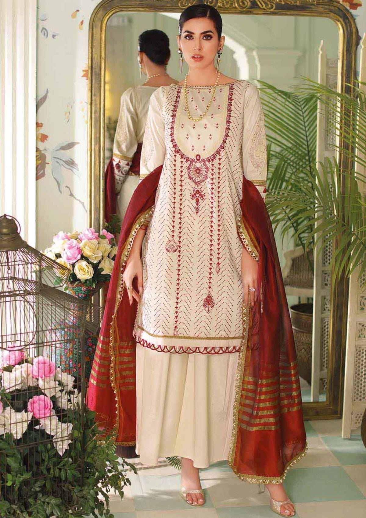 Summer Dress - Gul Ahmed - Jacquard - MJ22025 available at Saleem Fabrics Traditions