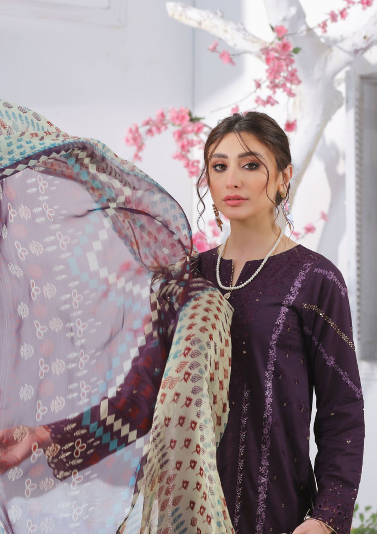 Summer Dress - Lakhany - Spring - V01 - EC 2225 available at Saleem Fabrics Traditions