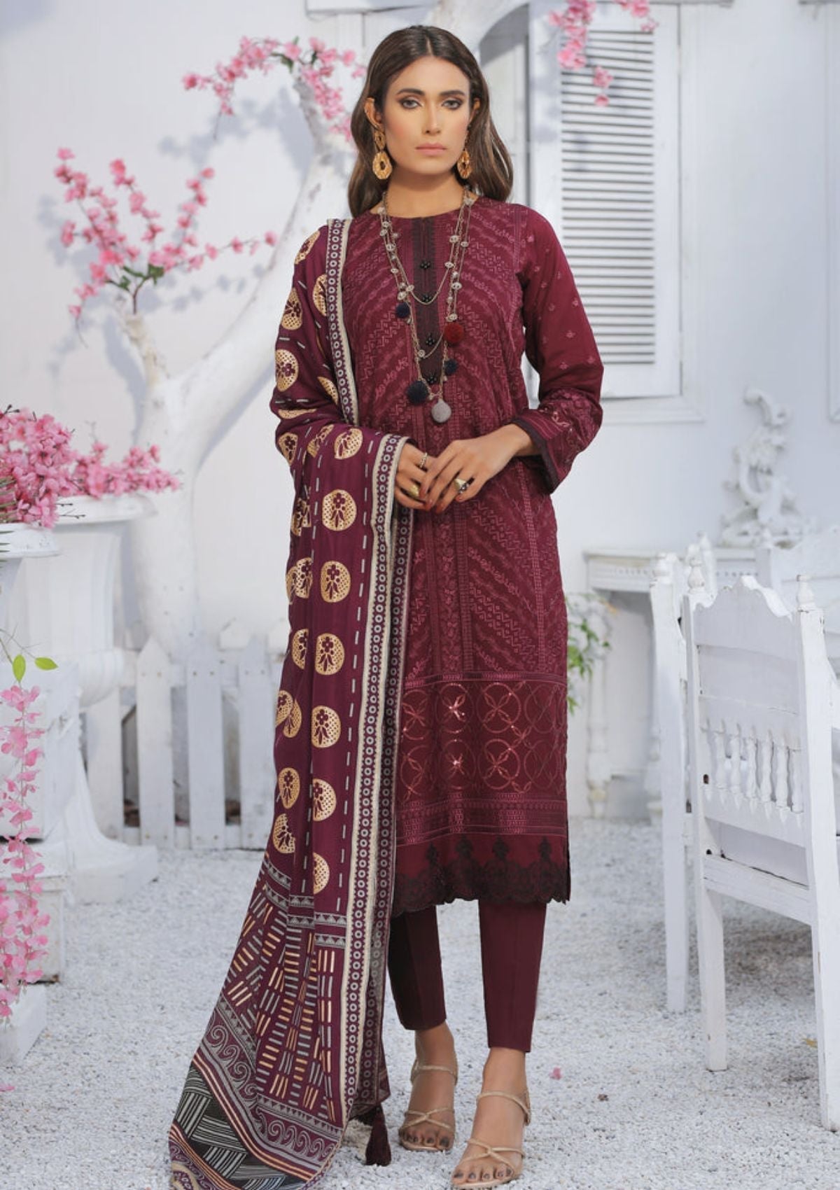 Summer Dress - Lakhany - Spring - V01 - EC 2226 available at Saleem Fabrics Traditions
