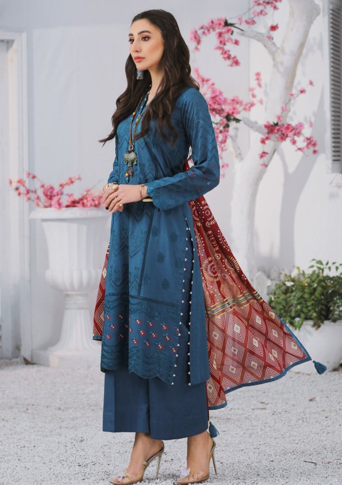 Summer Dress - Lakhany - Spring - V01 - EC-2227 available at Saleem Fabrics Traditions