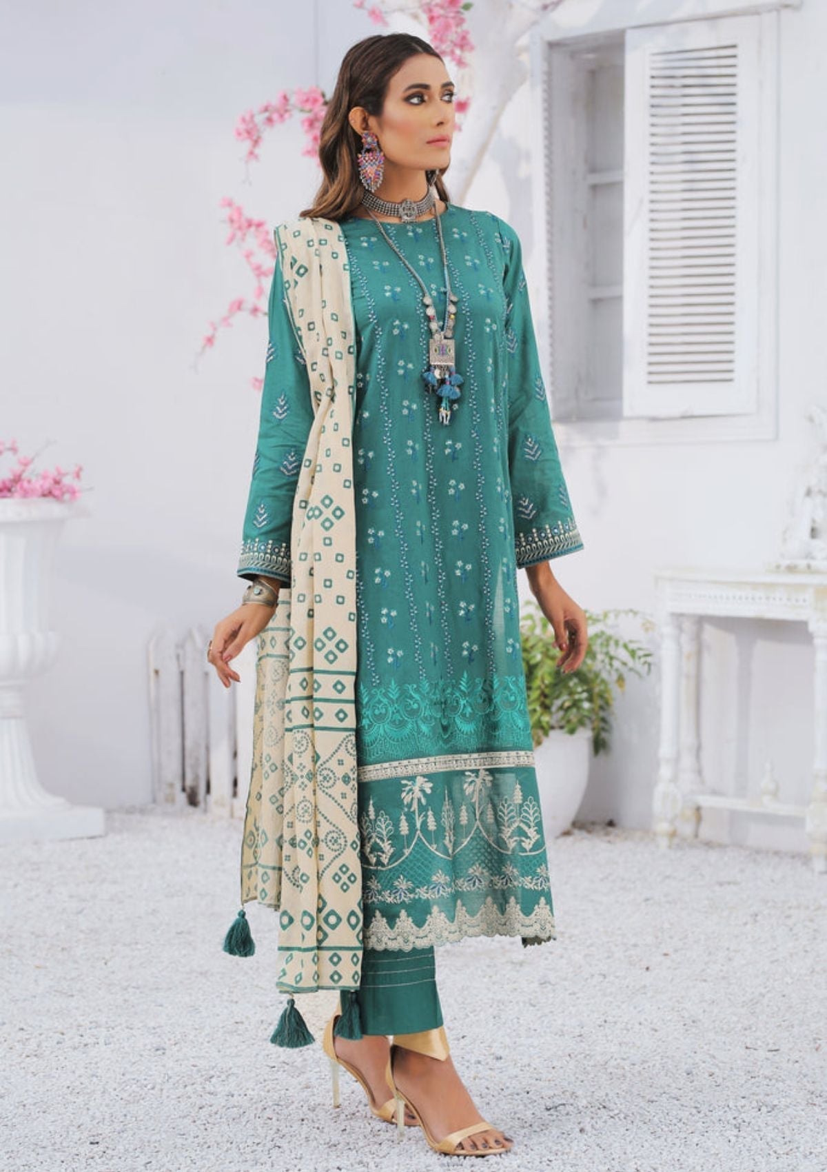 Summer Dress - Lakhany - Spring - V01 - EC-2228 available at Saleem Fabrics Traditions