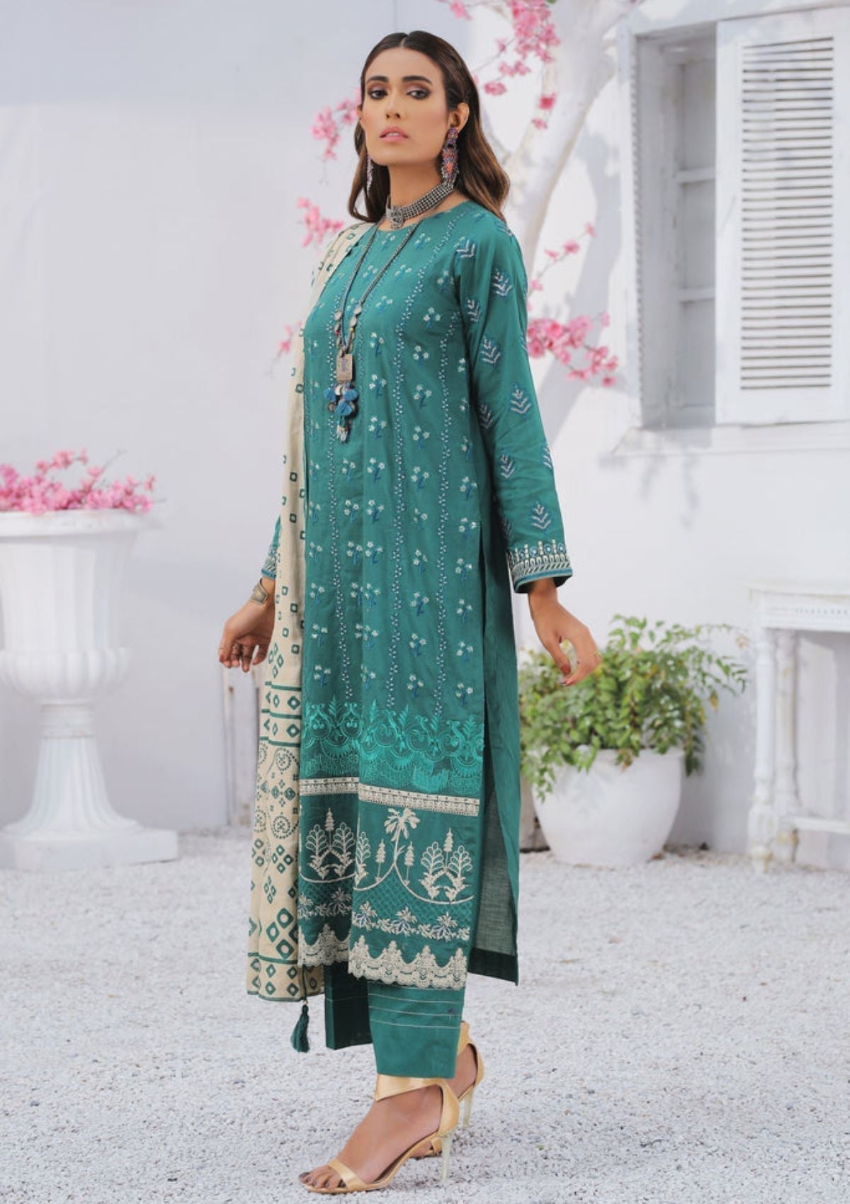 Summer Dress - Lakhany - Spring - V01 - EC-2228 available at Saleem Fabrics Traditions