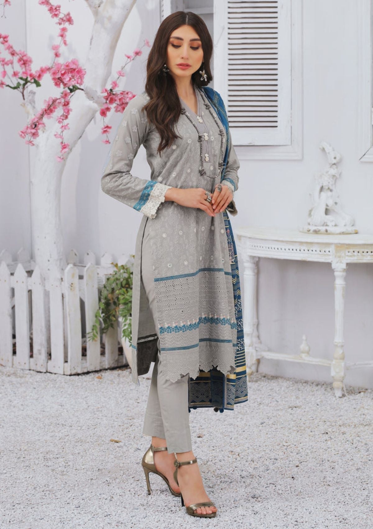 Summer Dress - Lakhany - Spring - V01 - EC-2229 available at Saleem Fabrics Traditions