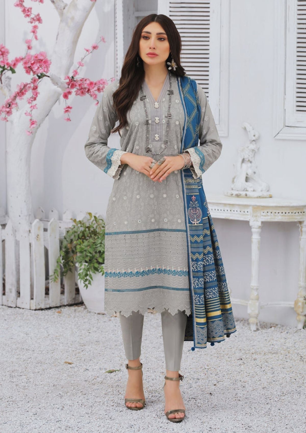 Summer Dress - Lakhany - Spring - V01 - EC-2229 available at Saleem Fabrics Traditions