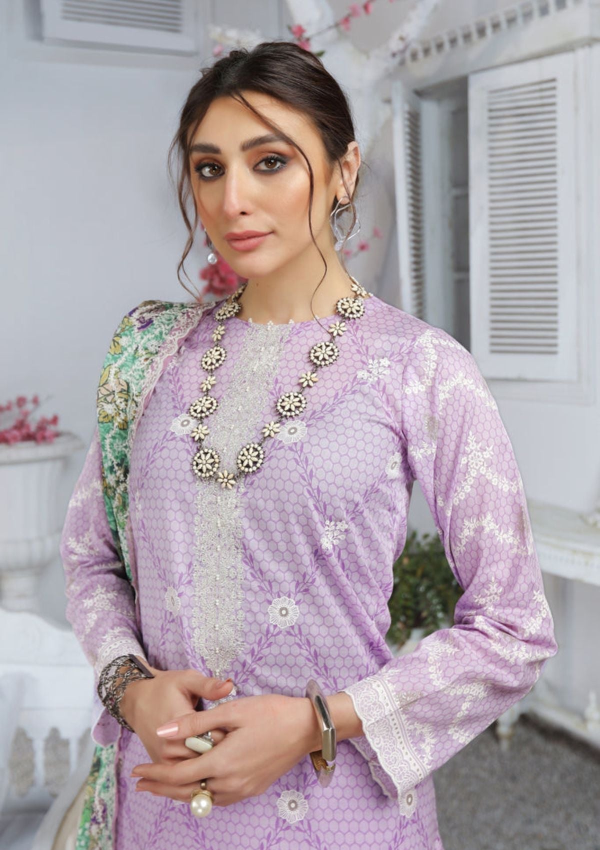 Summer Dress - Lakhany - Spring - V01 - EC-2236 available at Saleem Fabrics Traditions