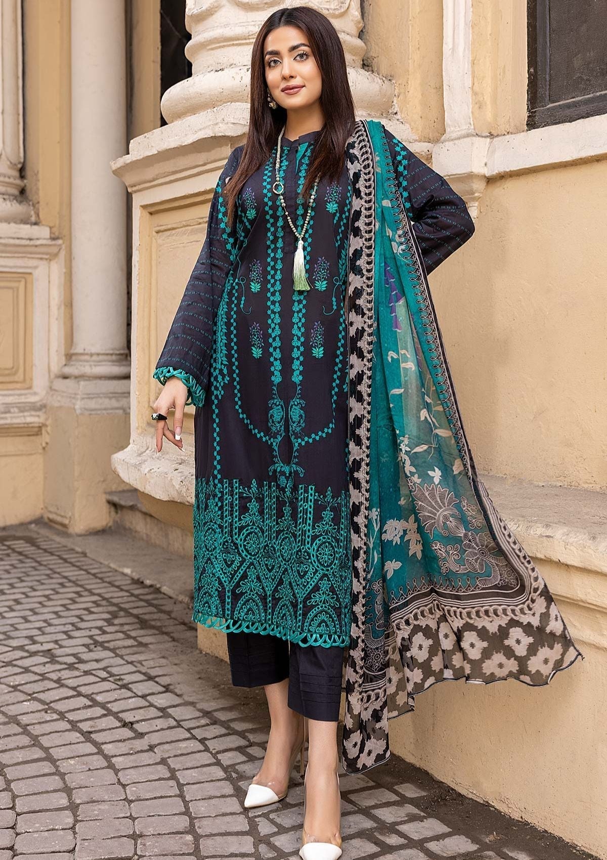 Summer Dress - Qaus - Rang-e-Bahr - QRB#2B available at Saleem Fabrics Traditions