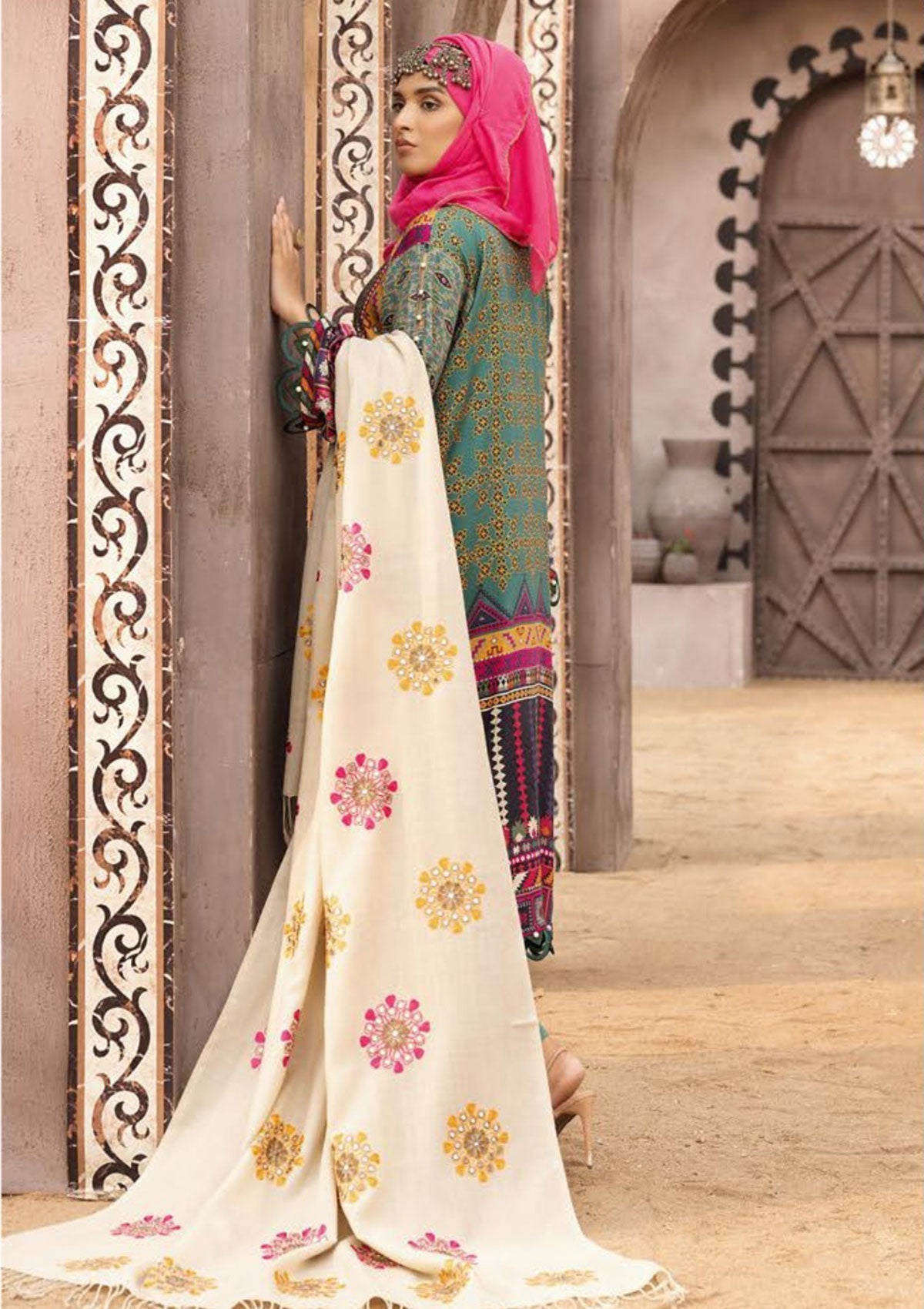 Winter Collectiion - Dua - Gul-e-Zarki - Indigo - IWD#02 available at Saleem Fabrics Traditions