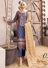 Winter Collectiion - Dua - Gul-e-Zarki - Indigo - IWD#03 available at Saleem Fabrics Traditions