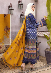 Winter Collectiion - Dua - Gul-e-Zarki - Indigo - IWD#05 available at Saleem Fabrics Traditions