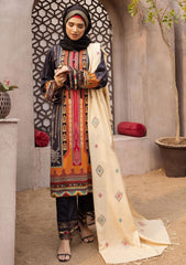 Winter Collectiion - Dua - Gul-e-Zarki - Indigo - IWD#10 available at Saleem Fabrics Traditions