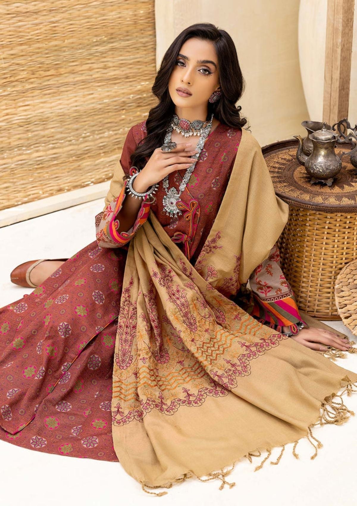 Winter Collection - Charizma - Khaddar With Pasmina Shawl - CKD#4 available at Saleem Fabrics Traditions