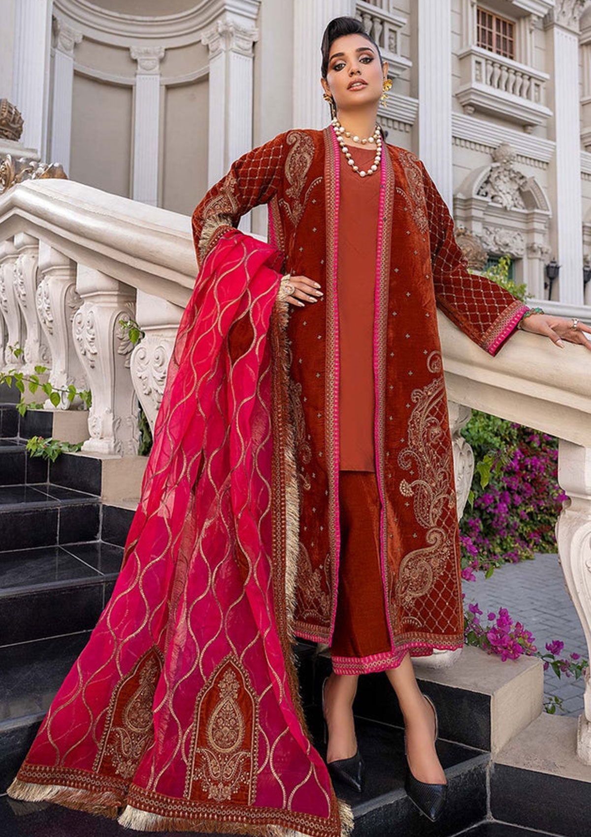 Winter Collection - Charizma - Signature - Velvet - V02 - CV#12 available at Saleem Fabrics Traditions