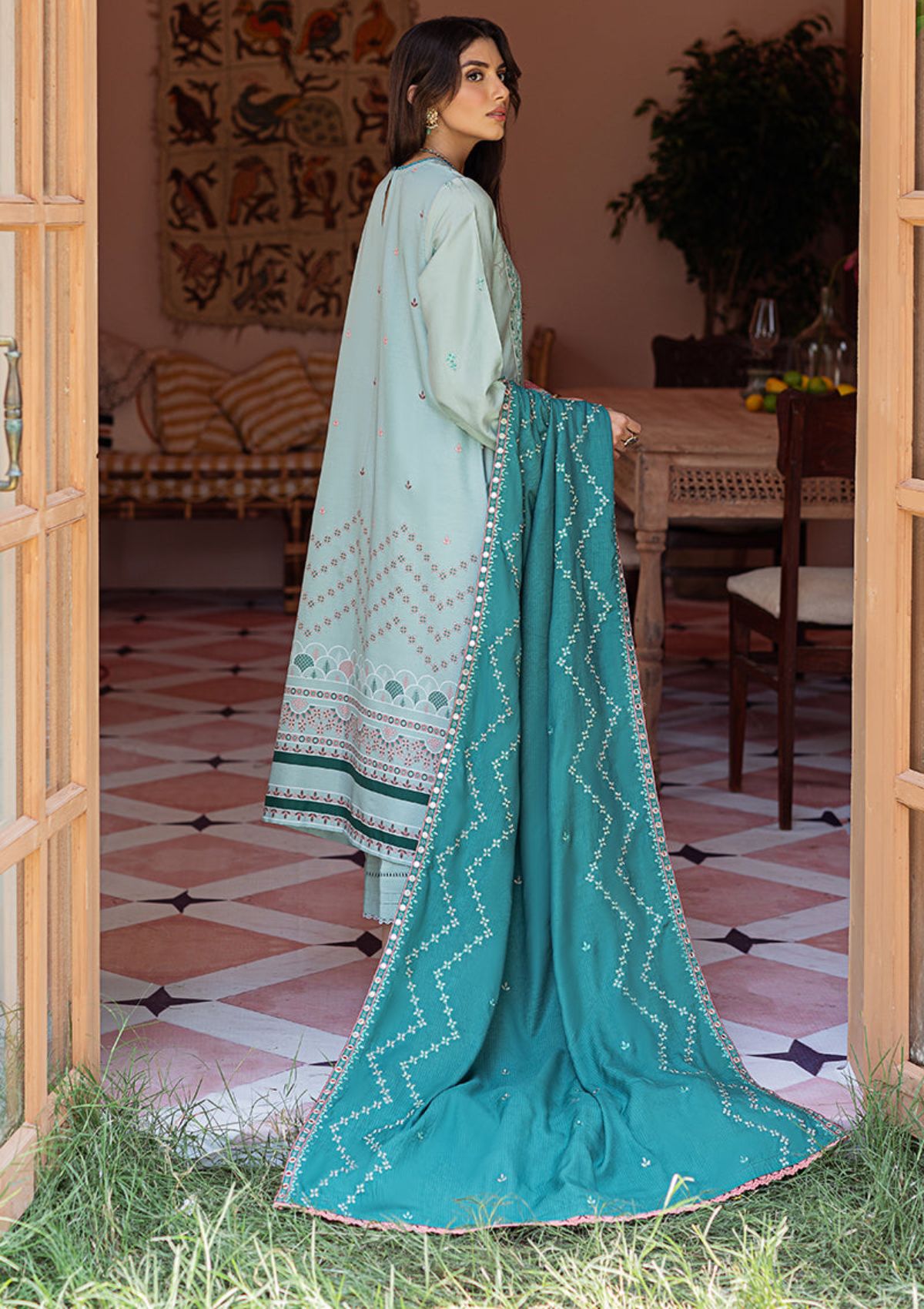 Winter Collection - Cross Stitch - Sukoon - Cotton Satin - D#01 available at Saleem Fabrics Traditions