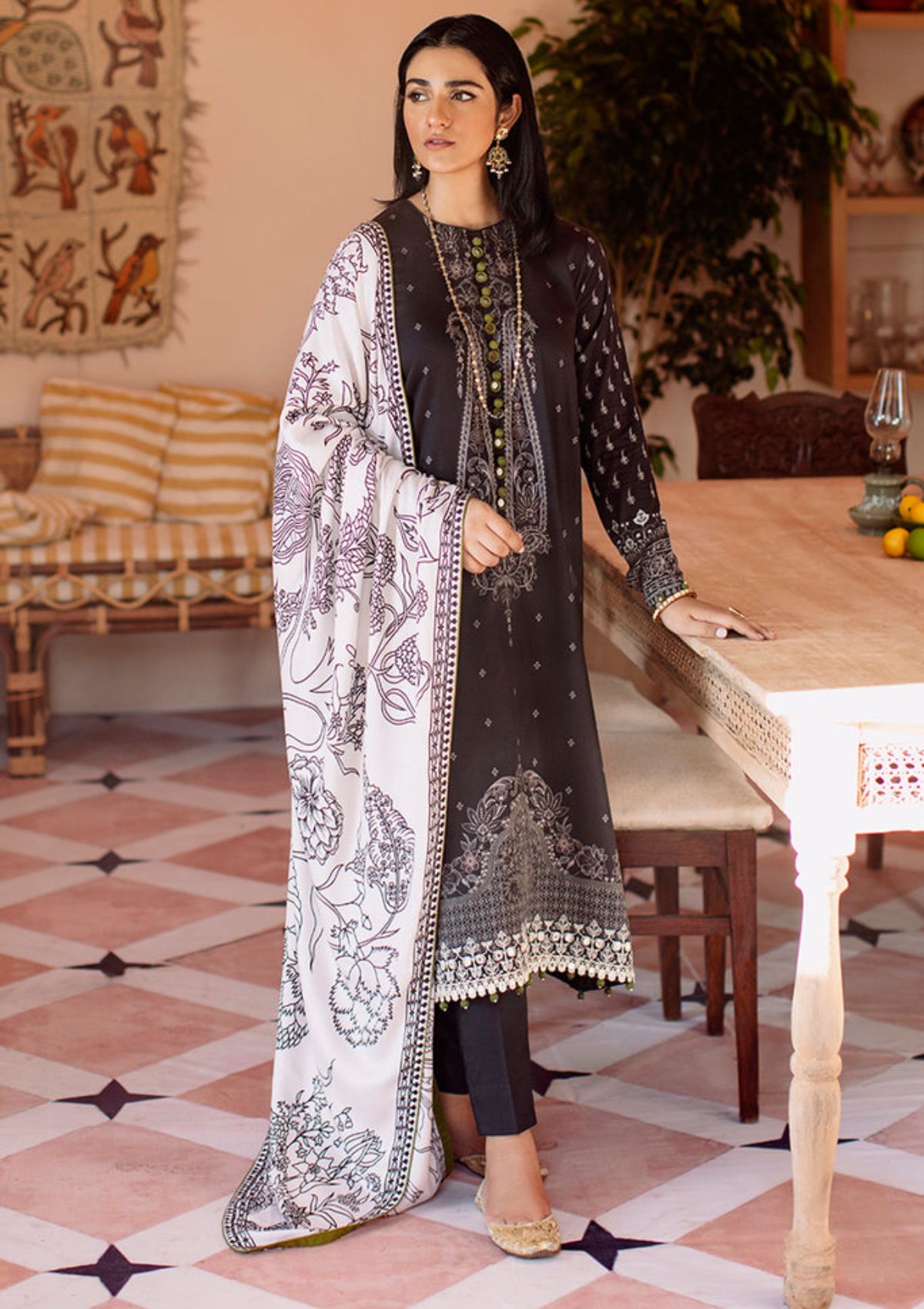 Winter Collection - Cross Stitch - Sukoon - Cotton Satin - D#09 available at Saleem Fabrics Traditions