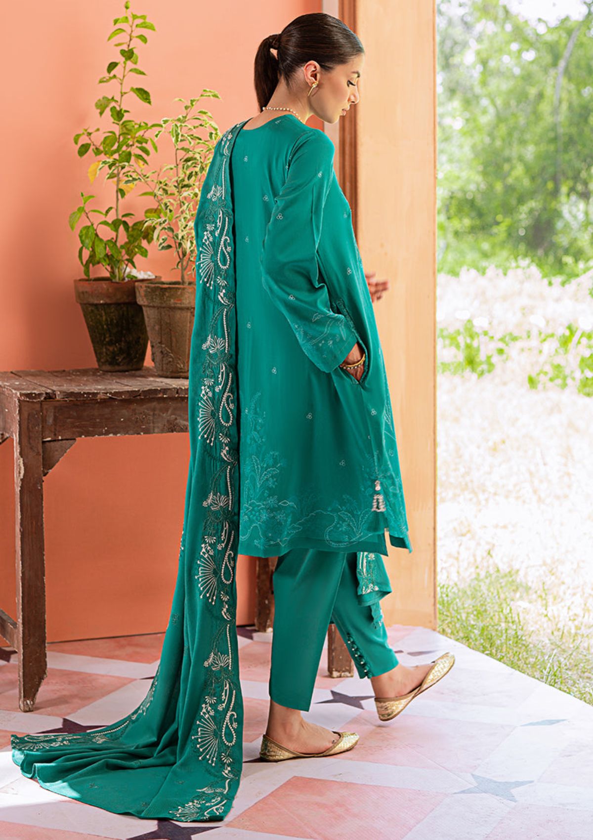 Winter Collection - Cross Stitch - Sukoon - Cotton Satin - D#14 available at Saleem Fabrics Traditions