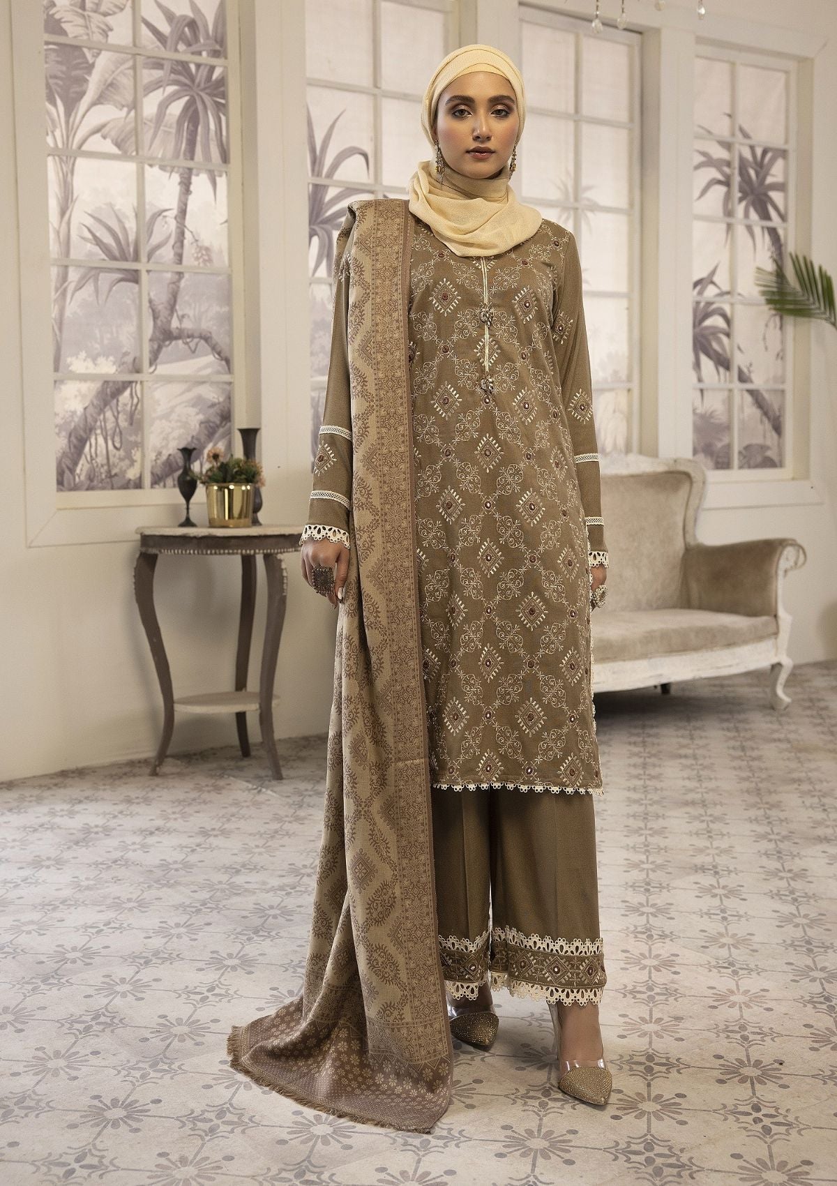 Winter Collection - Dua - Daffodils - DWD#14 available at Saleem Fabrics Traditions
