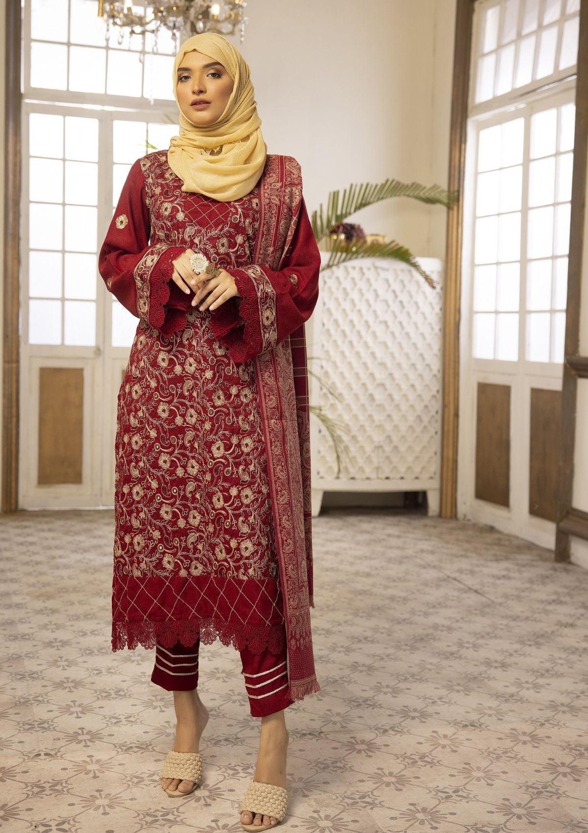 Winter Collection - Dua - Daffodils - DWD#2 available at Saleem Fabrics Traditions