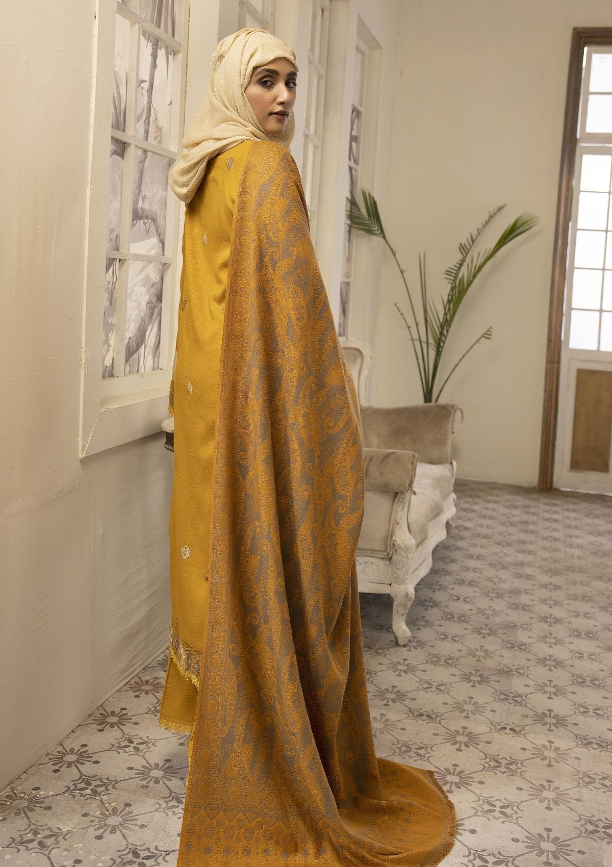 Winter Collection - Dua - Daffodils - DWD#5 available at Saleem Fabrics Traditions