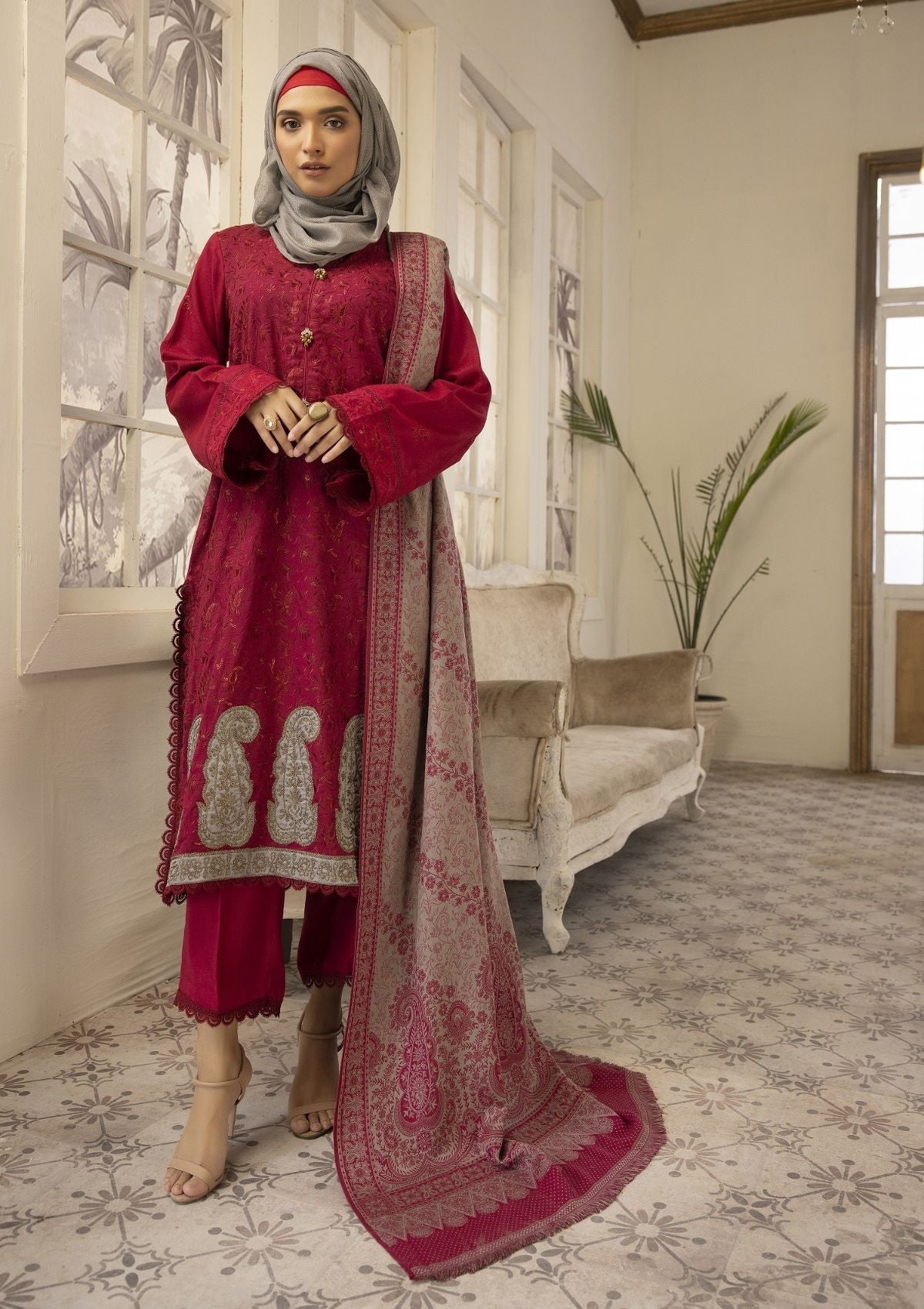 Winter Collection - Dua - Daffodils - DWD#6 available at Saleem Fabrics Traditions