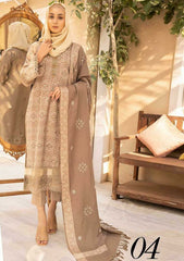 Winter Collection - Dua - Gul e Zarki - Camellia - Wool - D#04 available at Saleem Fabrics Traditions