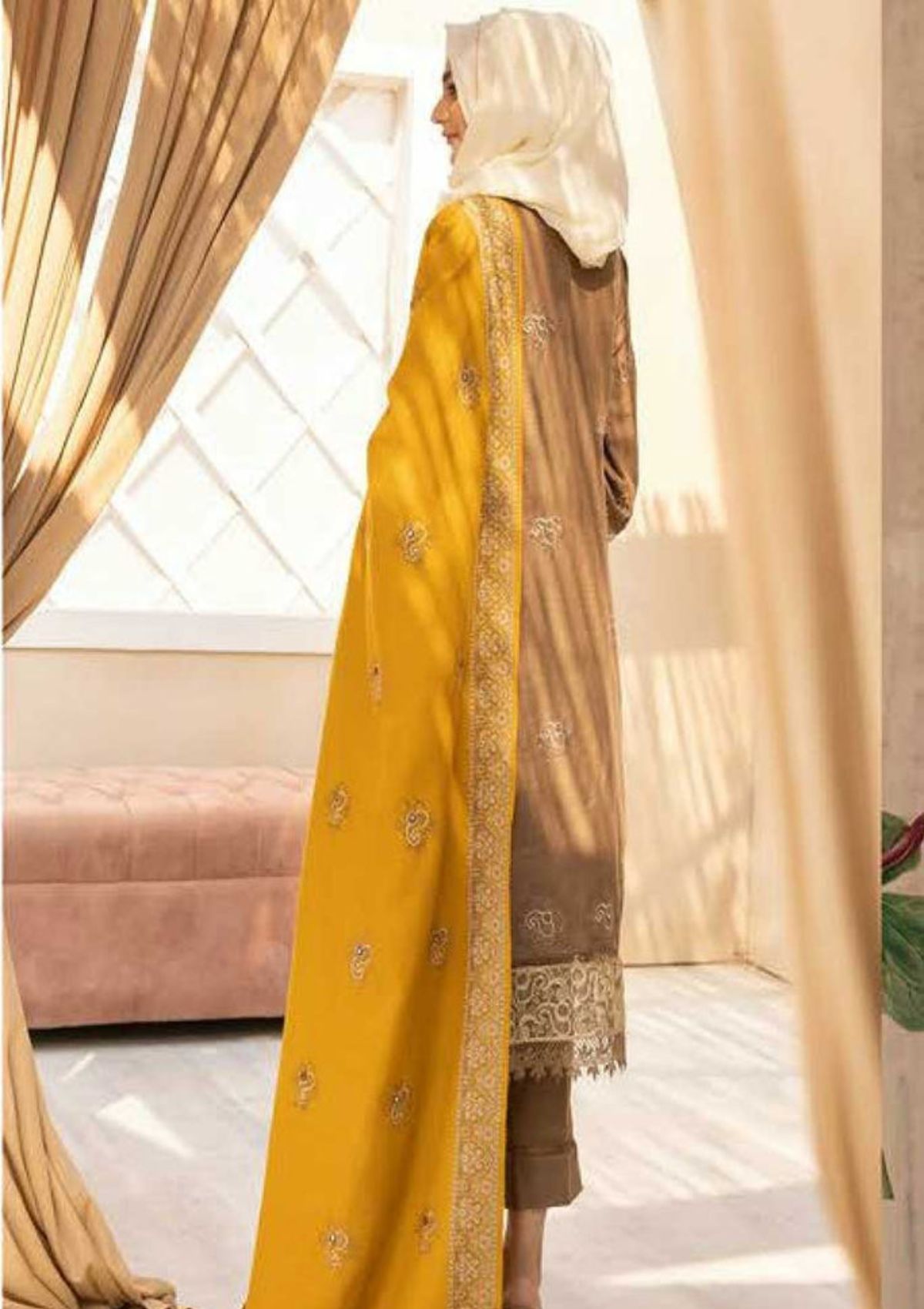 Winter Collection - Dua - Gul e Zarki - Camellia - Wool - D#13 available at Saleem Fabrics Traditions