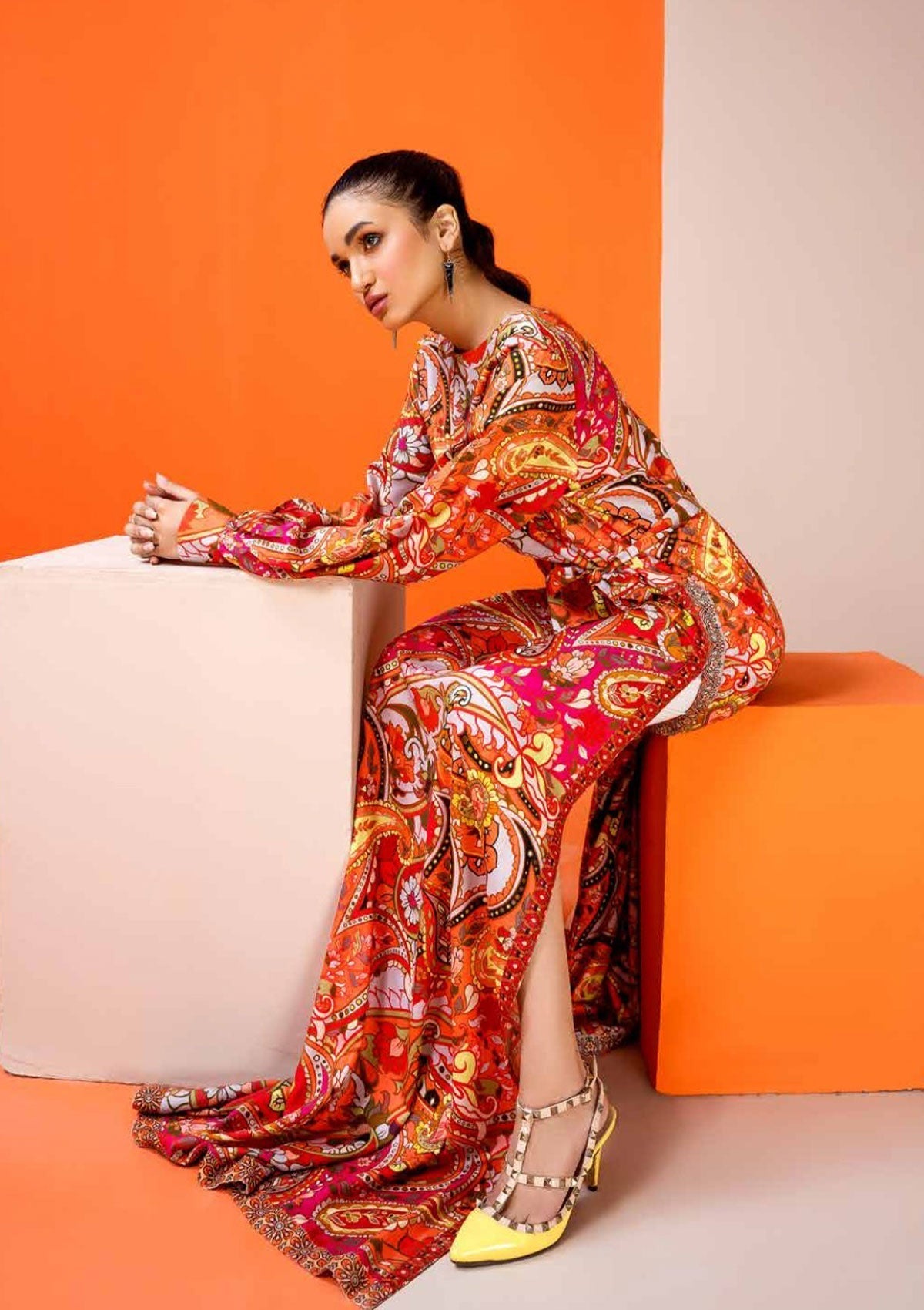 Winter Collection - Jahanara - Coral - CJ11#12 PY available at Saleem Fabrics Traditions