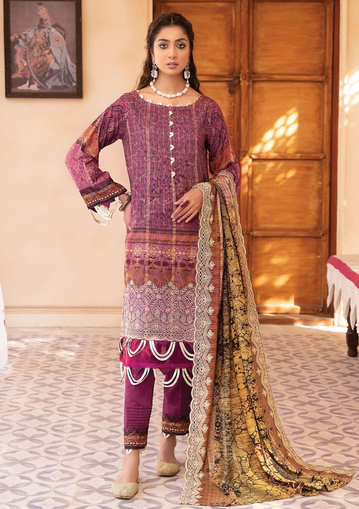 Winter Collection - Mahee's - Embroidered - Slub Staple - D#9 available at Saleem Fabrics Traditions
