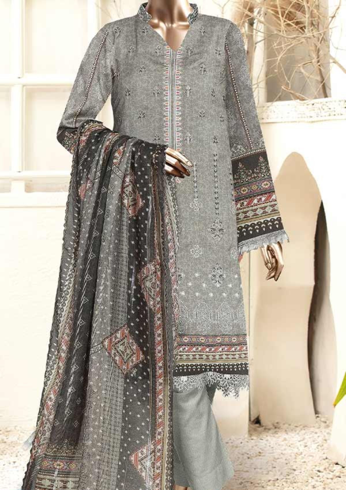 Winter Collection - Malva - Musk - Emb Viscose - 3Pcs - AJ#02 available at Saleem Fabrics Traditions