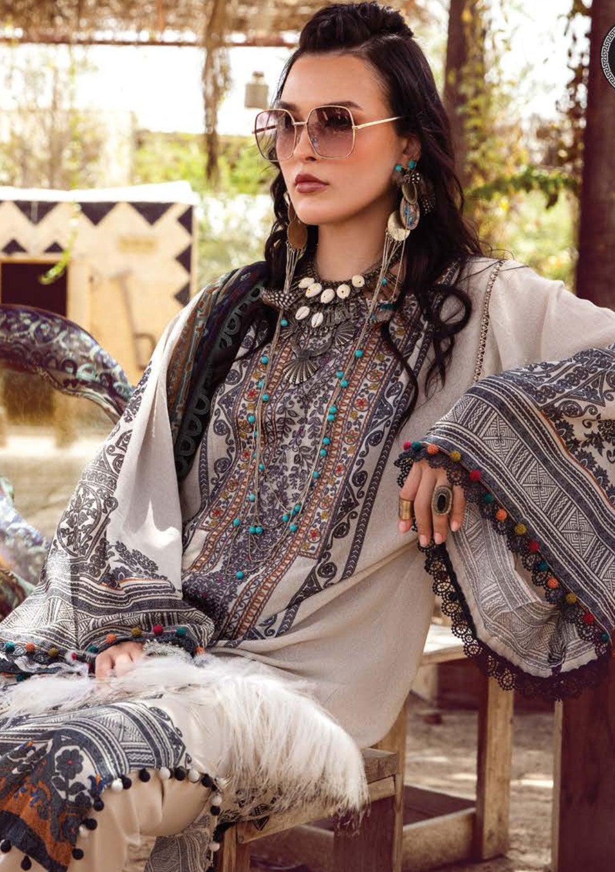 Winter Collection - Maria B - M print - Desert Rose - D#5 A available at Saleem Fabrics Traditions