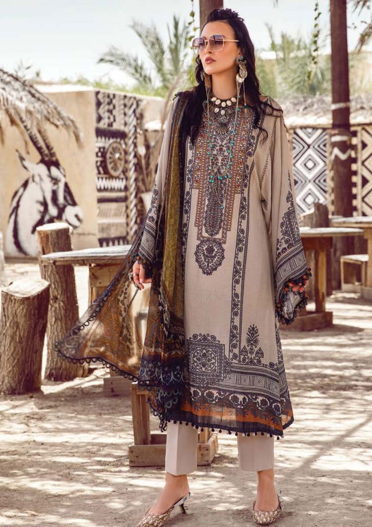 Winter Collection - Maria B - M print - Desert Rose - D#5 A available at Saleem Fabrics Traditions