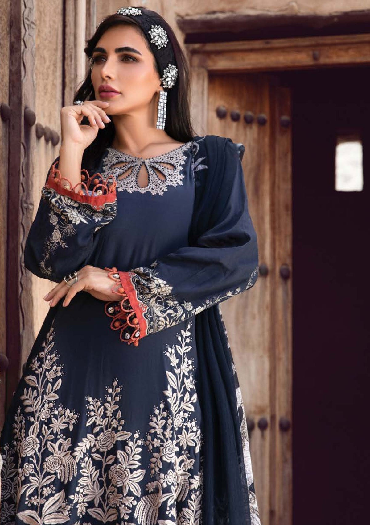 Winter Collection - Maria B - M print - Desert Rose - D#6 B available at Saleem Fabrics Traditions