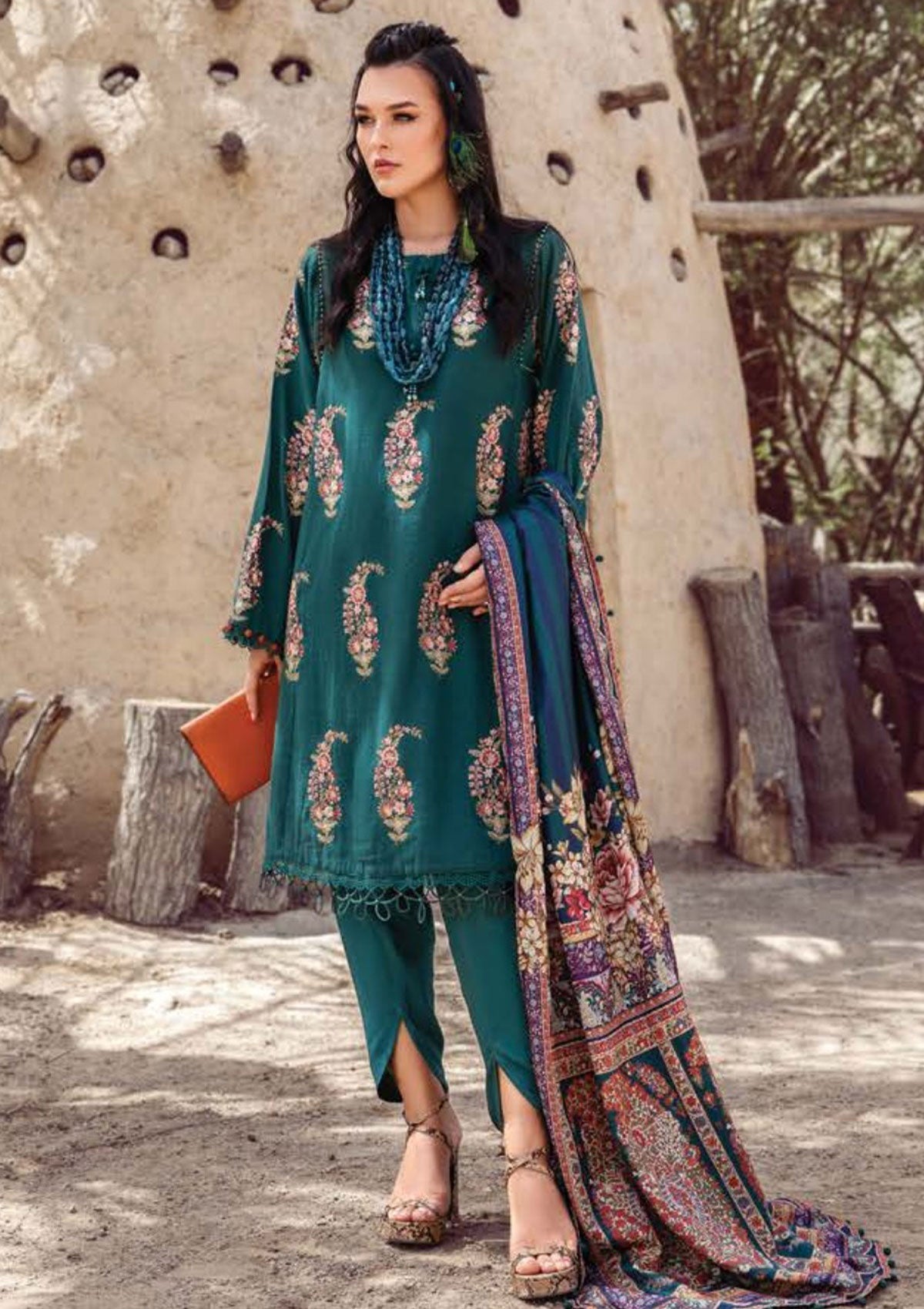 Winter Collection - Maria B - M print - Desert Rose - D#8 A available at Saleem Fabrics Traditions